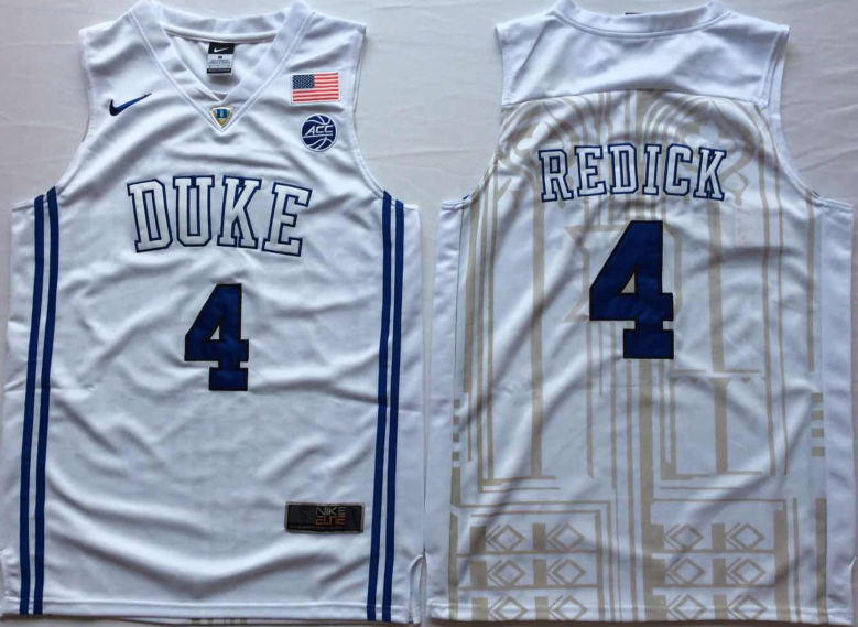 Men's Duke Blue Devils J.J Redick White Player Game Jersey sports jersey product view 1