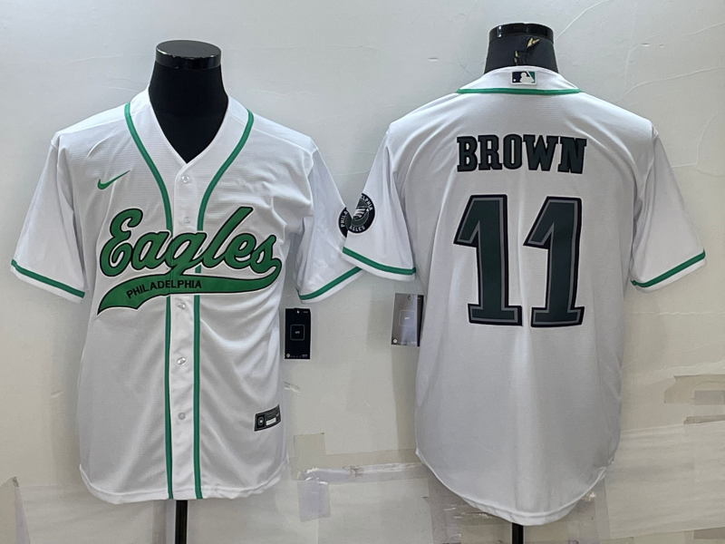 Men's Philadelphia Eagles A.J. Brown White Game Jersey Joint Edition football jersey product view 1