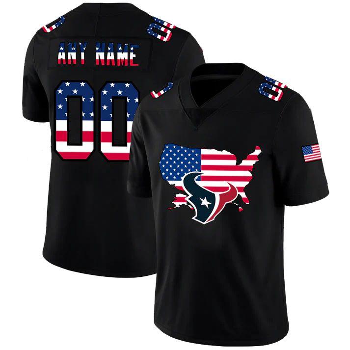 Custom1 Houston Texans Football Black Limited Fashion Flag Stitched American Football Jerseys football jersey product view 1
