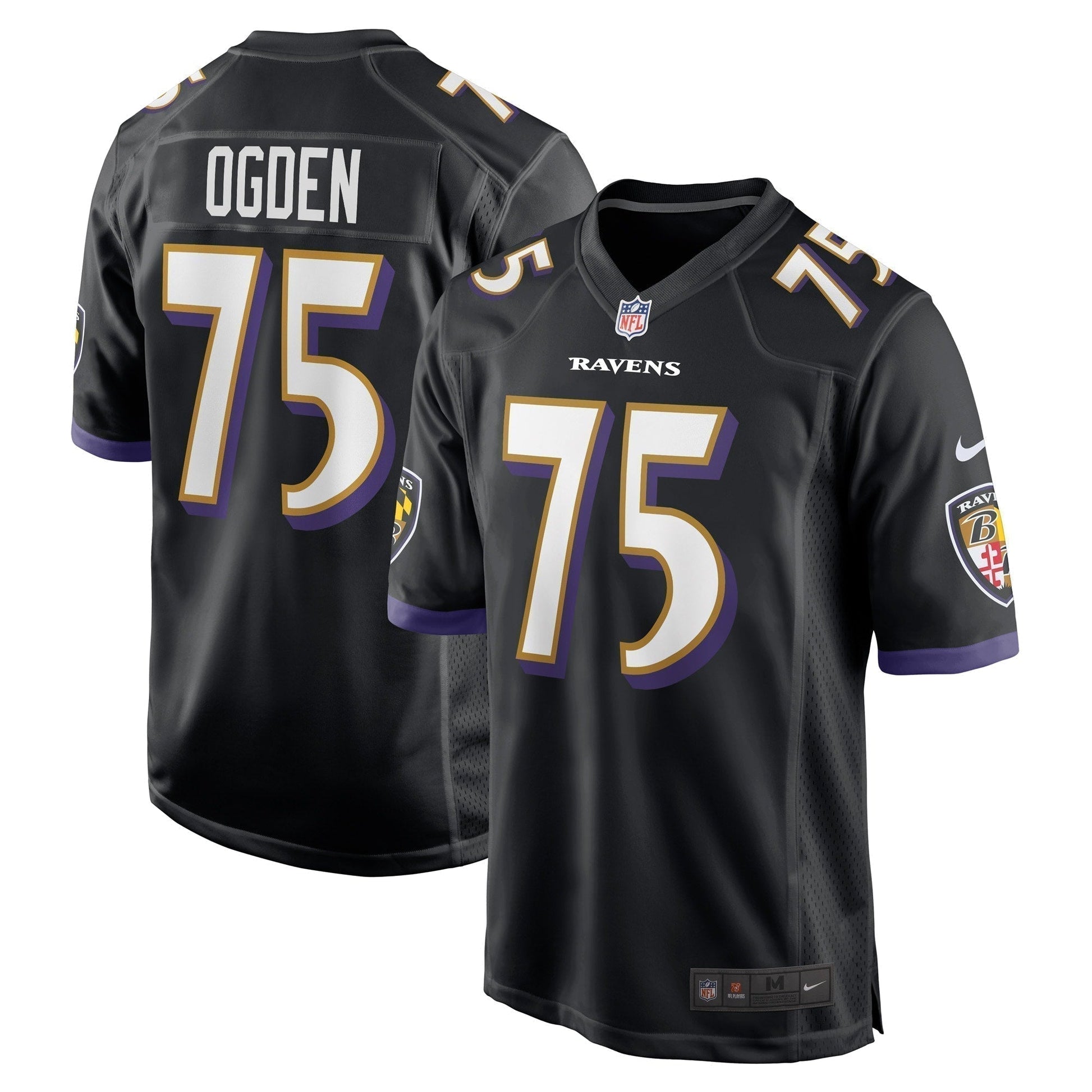 Jonathan Ogden Baltimore Ravens Retired Jersey - Black football jersey product view 1