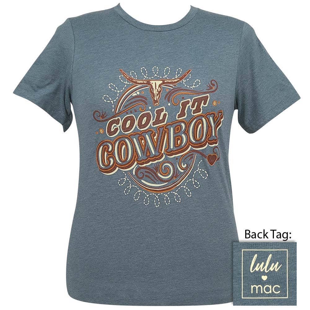 Lulu Mac 85- Cool It Cowboy Ss- Heather Slate Unisex T-shirt, Sweatshirt, Hoodie, Long Sleeve Tee - T-Shirt, Sweatshirt, Hoodie