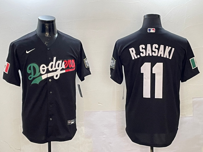 Men's Los Angeles Dodgers Roki Sasaki Black Alternate Replica Player Jersey baseball jersey product view 1