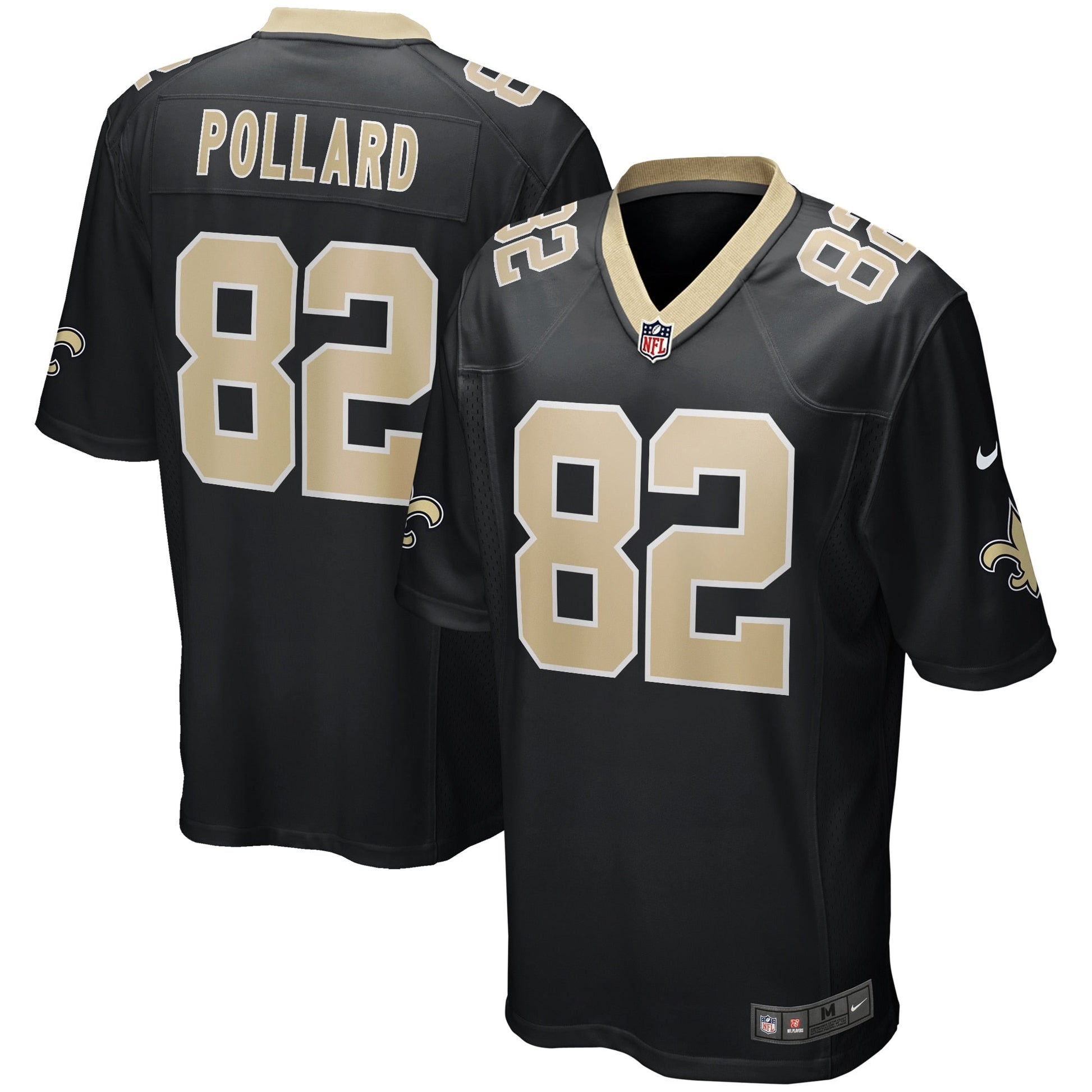 Bob Pollard New Orleans Saints Game Retired Jersey - Black football jersey product view 1