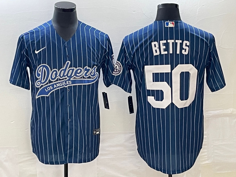 Men's Los Angeles Dodgers Mookie Betts #50 Blue Player Jersey1 Joint Edition baseball jersey product view 1