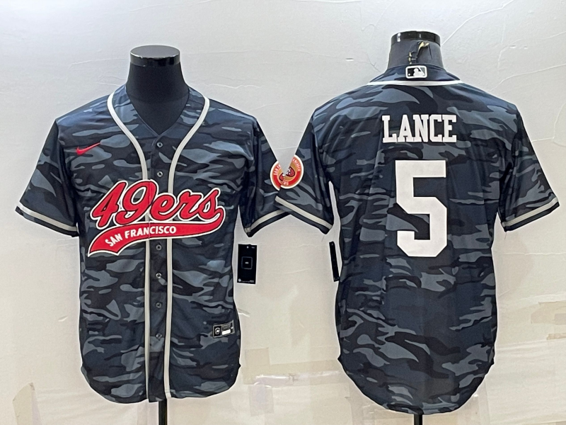 Men's San Francisco 49ers Trey Lance Grey Camouflage Player Jersey Joint Edition football jersey product view 1