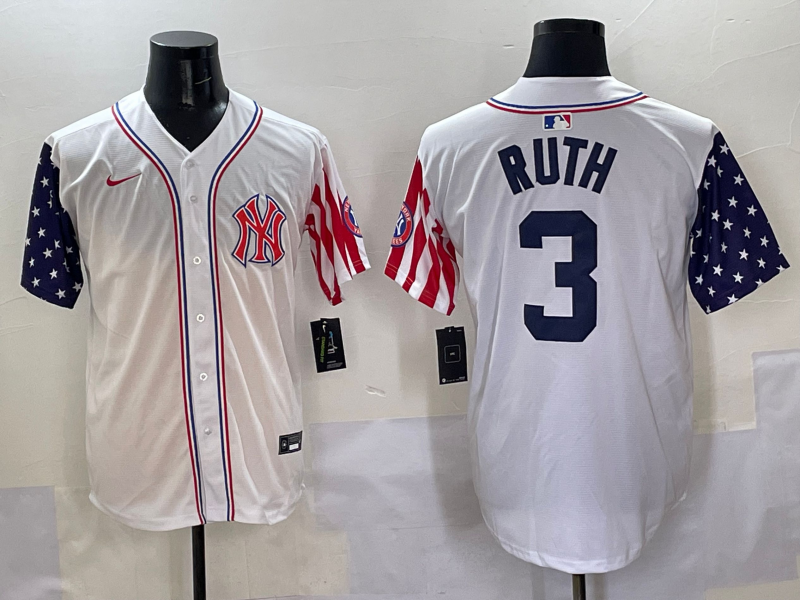 Men's New York Yankees Babe Ruth White Team Player Game Jersey baseball jersey product view 1