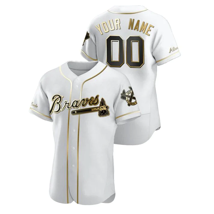 Men's Atlanta Braves White Replica Custom Jersey baseball jersey product view 1