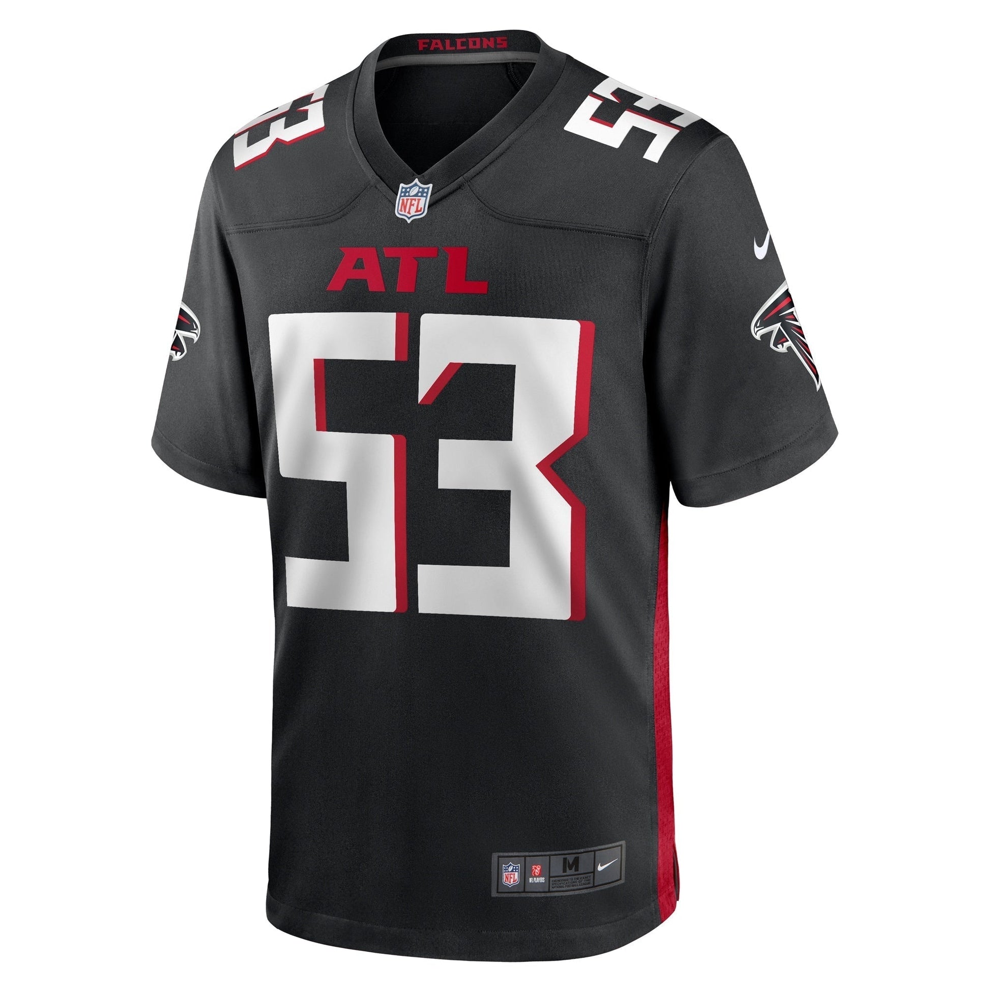 Nate Landman Atlanta Falcons Team Game Jersey - Black football jersey product view 2