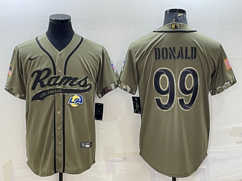 Men's Los Angeles Rams Aaron Donald Olive 2022 Salute To Service Limited Jersey Joint Edition football jersey product view 1