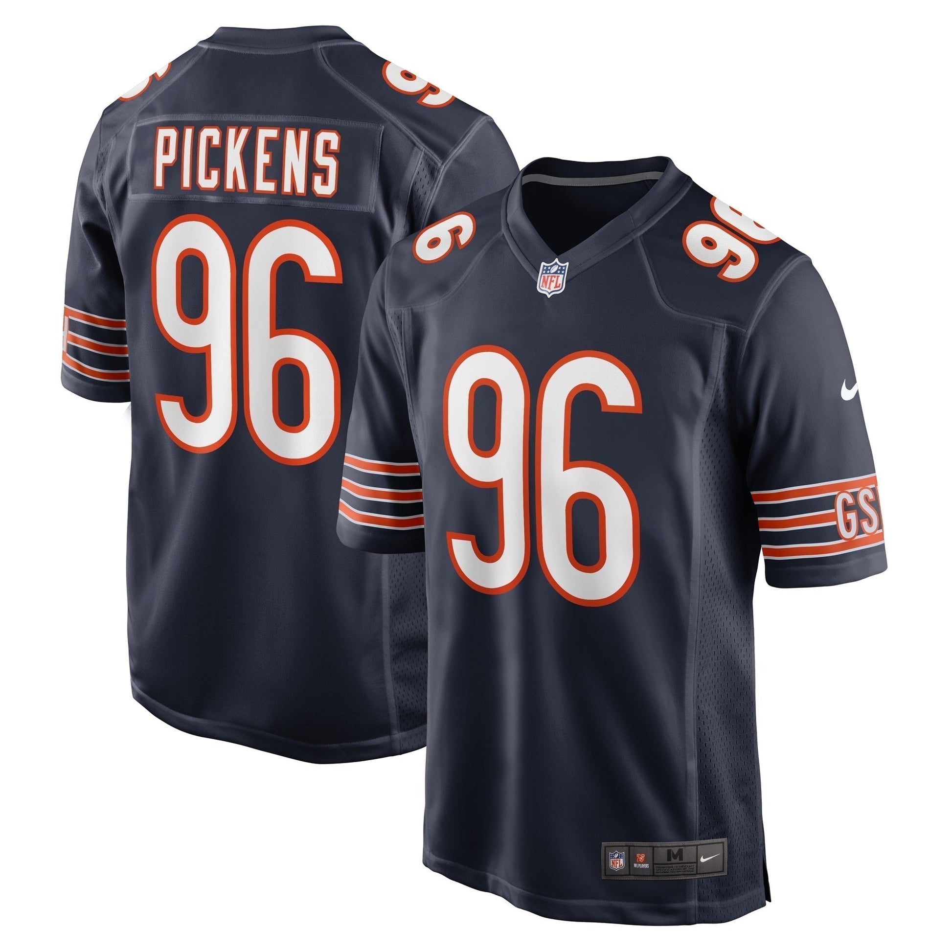 Zacch Pickens Chicago Bears Team Game Jersey - Navy football jersey product view 1