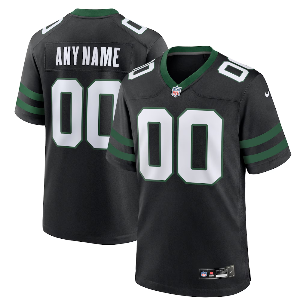 Men's New York Jets Legacy Black Alternate Custom Game Jersey football jersey product view 1