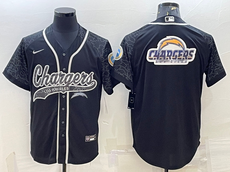 Men's Los Angeles Chargers Black RFLCTV Limited Jersey football jersey product view 1