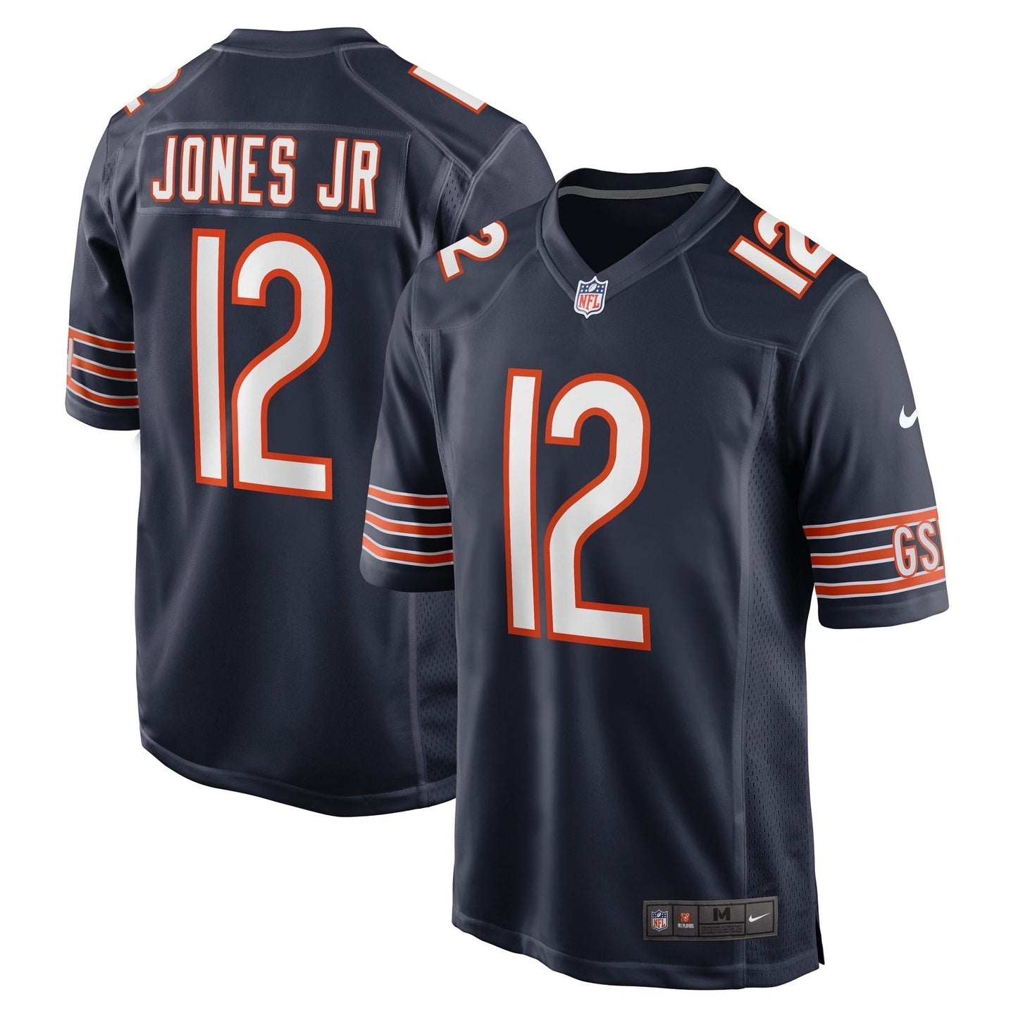 Velus Jones Jr. Chicago Bears Game Jersey - Navy football jersey product view 1