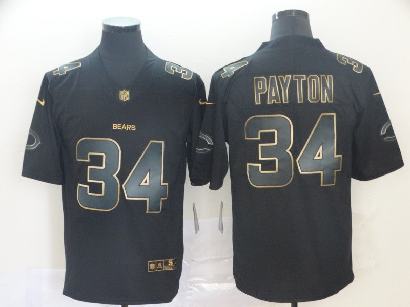 Men's Chicago Bears #34 Walter Payton Black Game Player Jersey1 football jersey product view 1