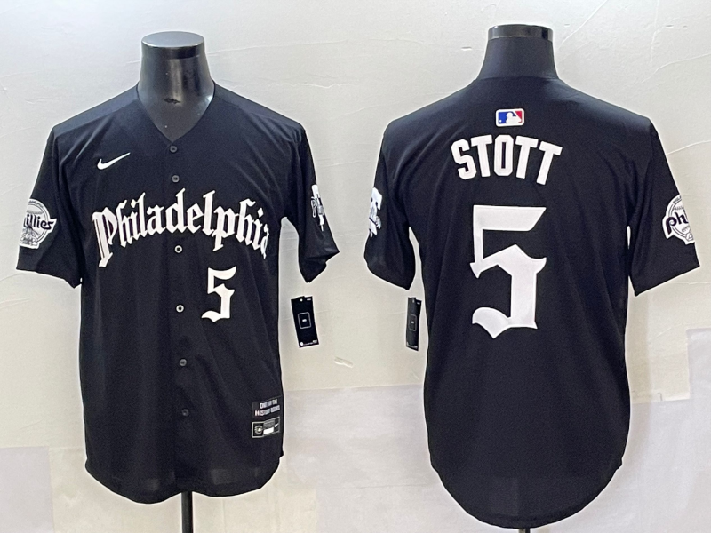 Men's Philadelphia Phillies Bryson Stott #5 Black Limited Player Jersey baseball jersey product view 1