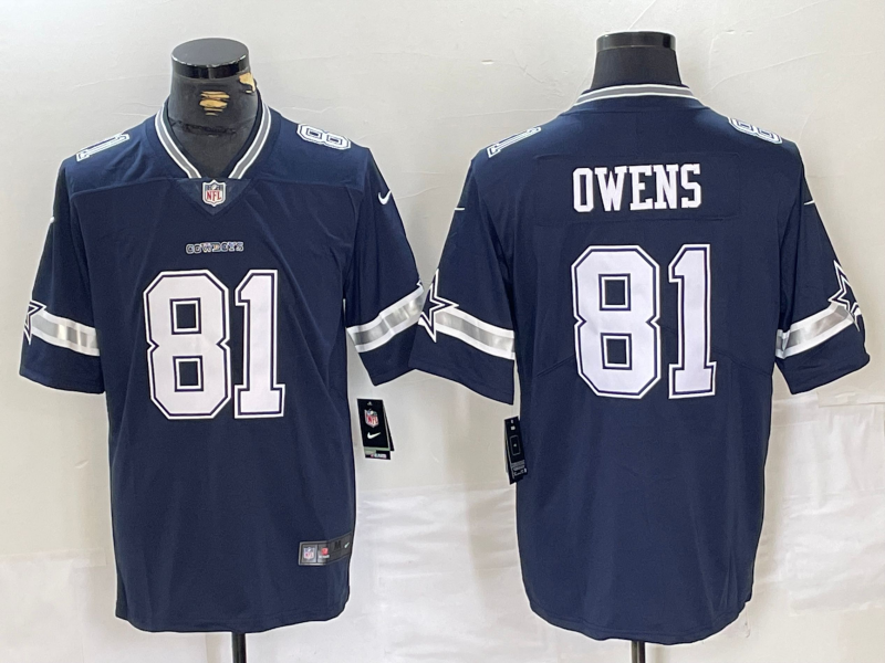 Men's Dallas Cowboys Terrell Owens #81 Navy Game Jersey1 football jersey product view 1