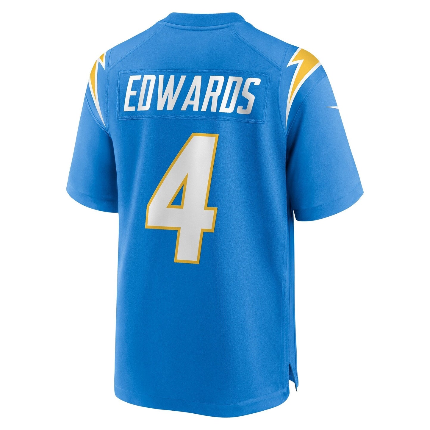 Gus Edwards Los Angeles Chargers Game Jersey - Powder Blue football jersey product view 3