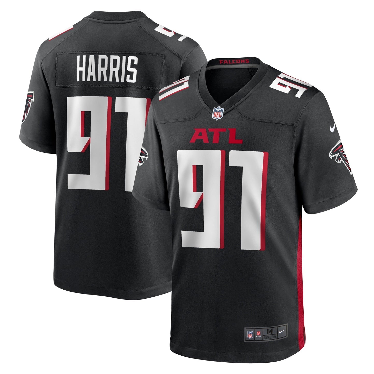 Demone Harris Atlanta Falcons Game Jersey - Black football jersey product view 1
