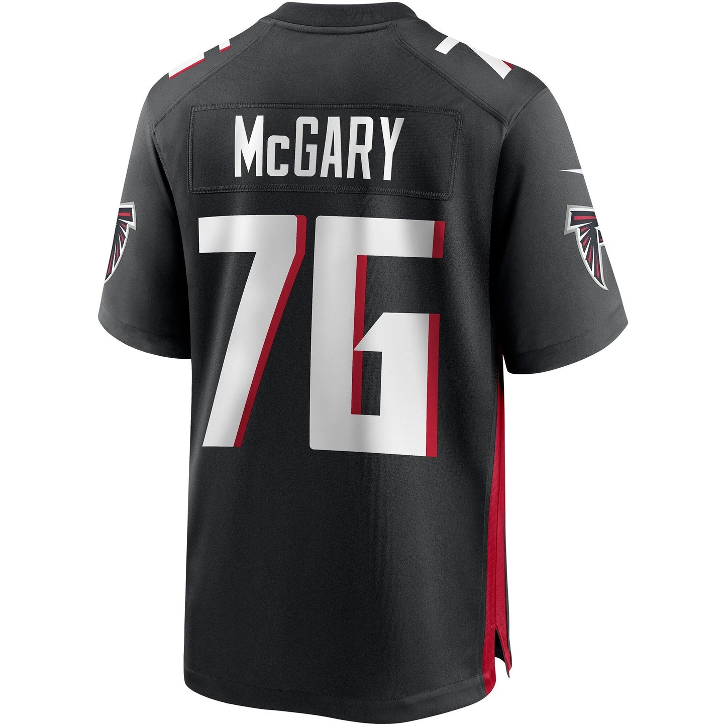 Kaleb McGary Atlanta Falcons Game Jersey - Black football jersey product view 3