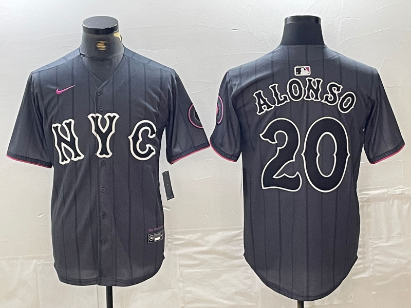 Men's New York Mets Pete Alonso #20 Graphite 2024 City Connect Limited Player Jersey baseball jersey product view 1