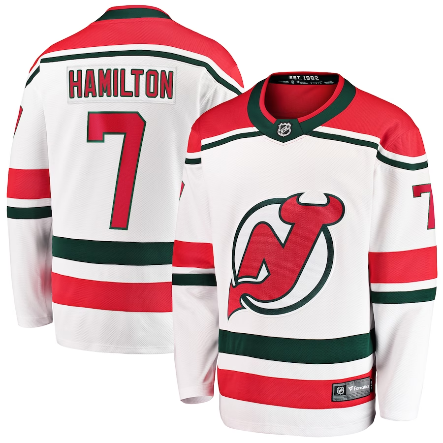 Men's New Jersey1 Devils Dougie Hamilton #7 White Player Game Jersey1 sports jersey product view 1