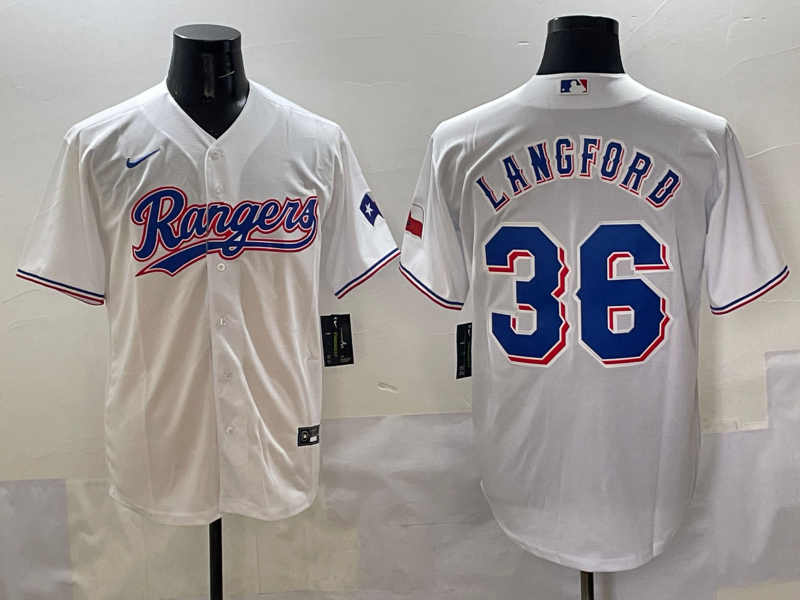 Men's Texas Rangers Wyatt Langford #36 White Home Limited Player Jersey baseball jersey product view 1
