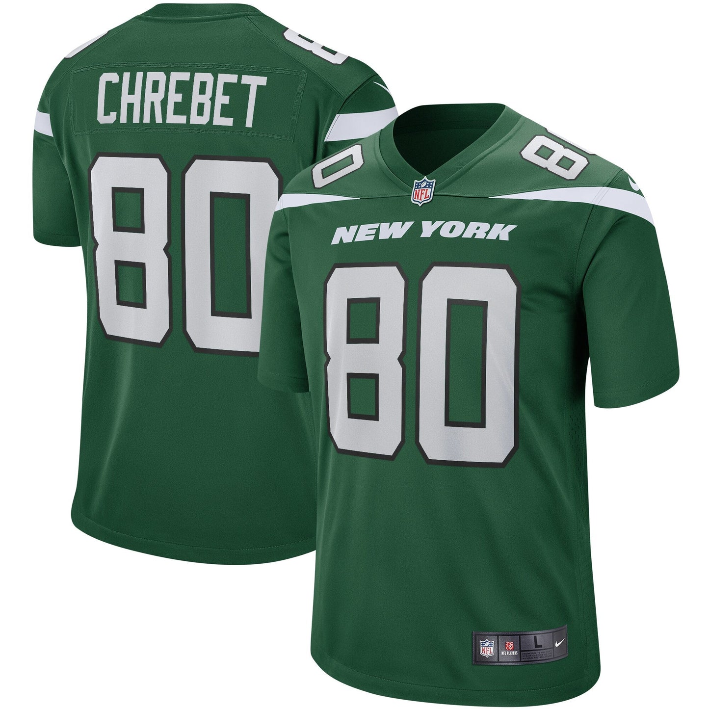 Wayne Chrebet New York Jets Game Retired Jersey - Gotham Green football jersey product view 1