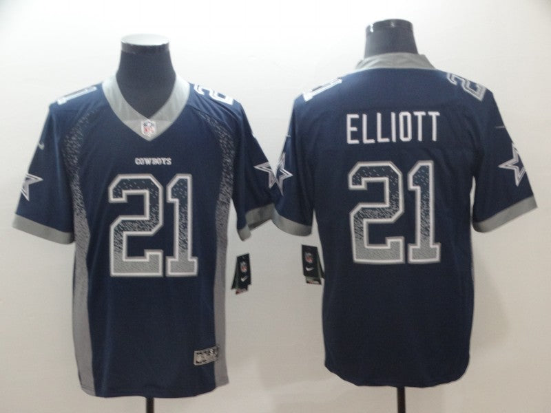 Men's Dallas Cowboys Ezekiel Elliott #21 Navy Alternate Game Jersey1 football jersey product view 1