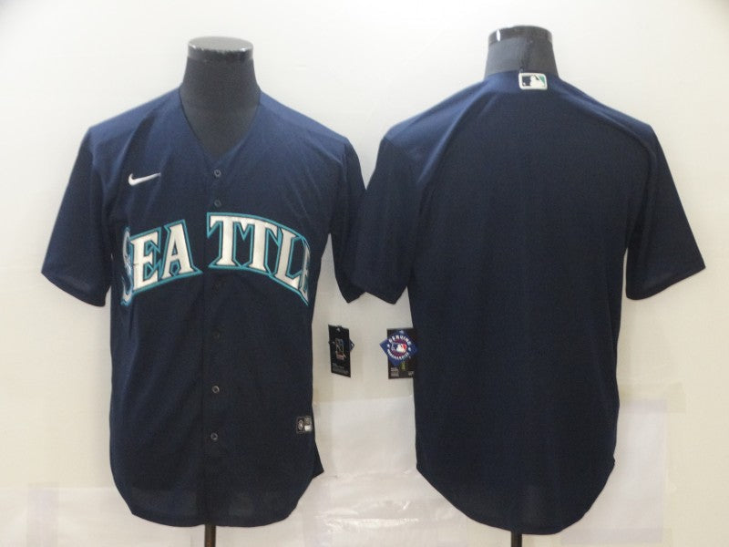Men's Seattle Mariners Navy Alternate Replica Blank Jersey baseball jersey product view 1