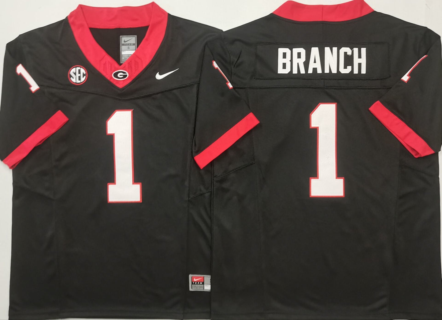 Men's Georgia Bulldogs Zachariah Branch Black Player Jersey sports jersey product view 1