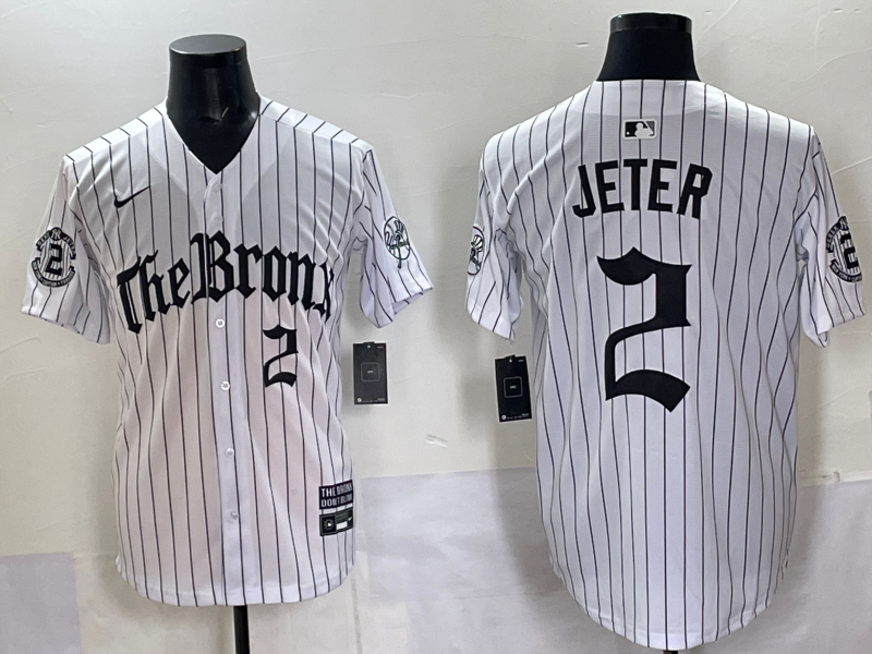 Men's New York Yankees Derek Jeter White Alternate Player Game Jersey baseball jersey product view 1