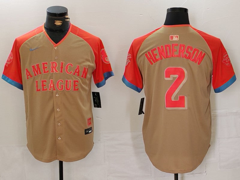 Men's American League Gunnar Henderson #2 Cream 2024 MLB All-Star Game Limited Player Jersey1 baseball jersey product view 1
