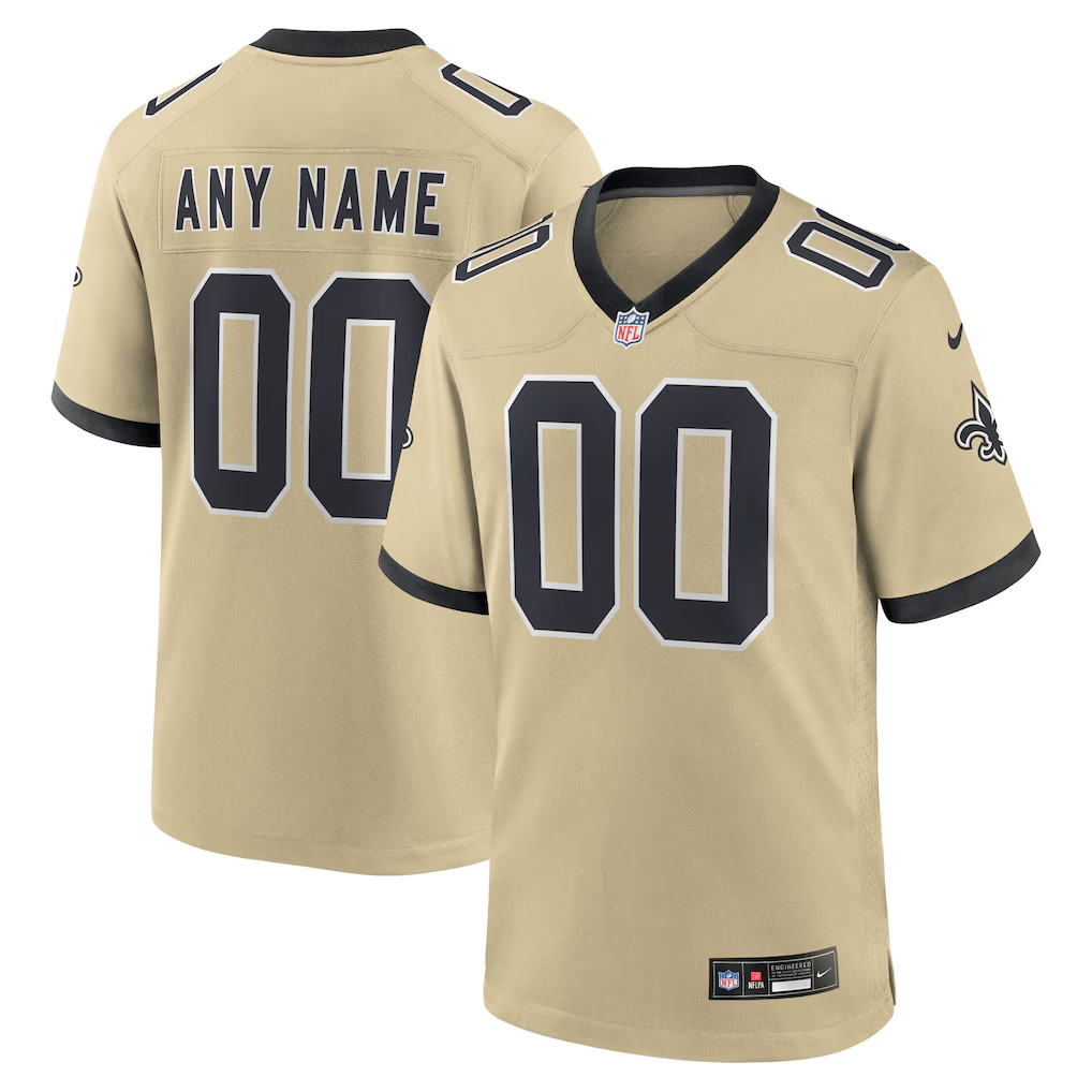 Men's New Orleans Saints Gold Gameday Golds Alternate Custom Game Jersey football jersey product view 1
