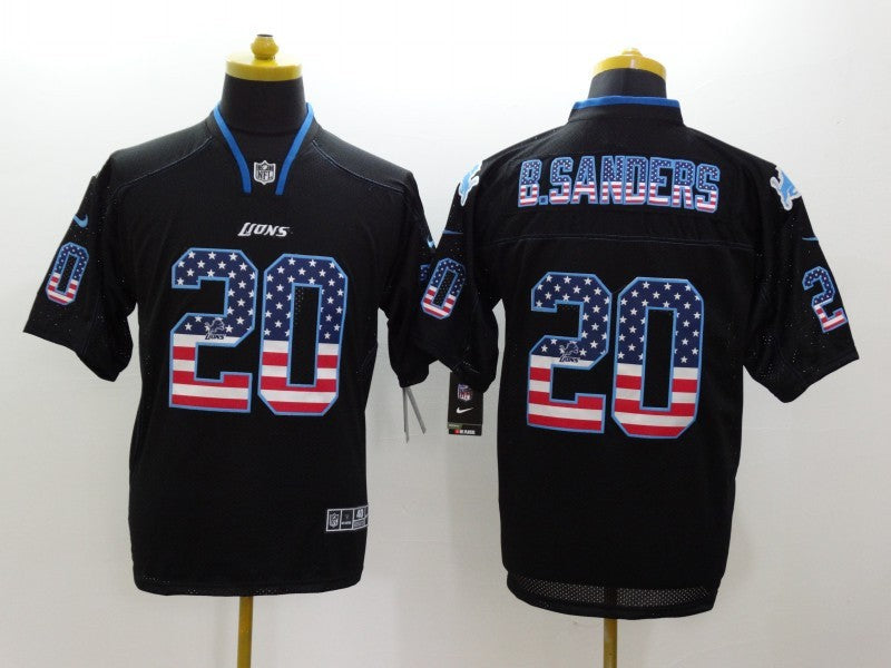 Men's Detroit Lions Barry Sanders #20 Black Game Player Jersey1 football jersey product view 1