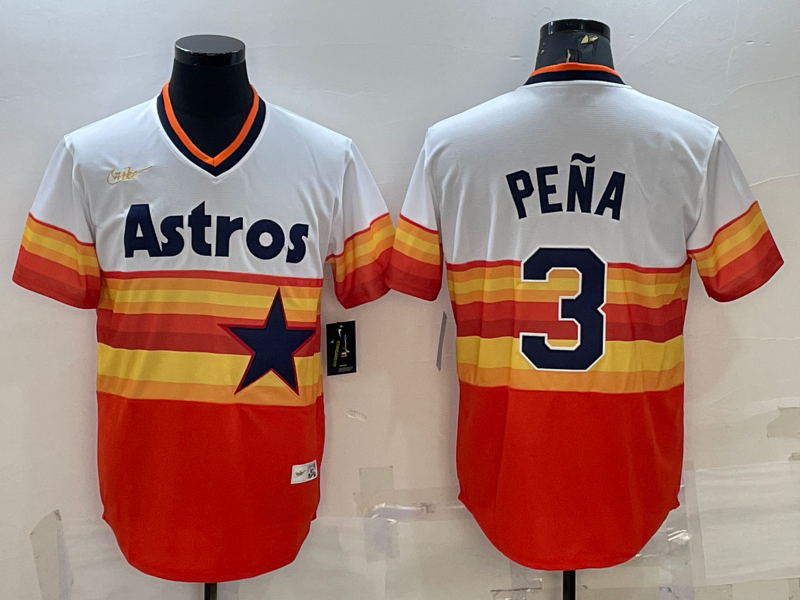 Men's Houston Astros Jeremy Pena #3 White Home Cooperstown Collection Team Jersey baseball jersey product view 1