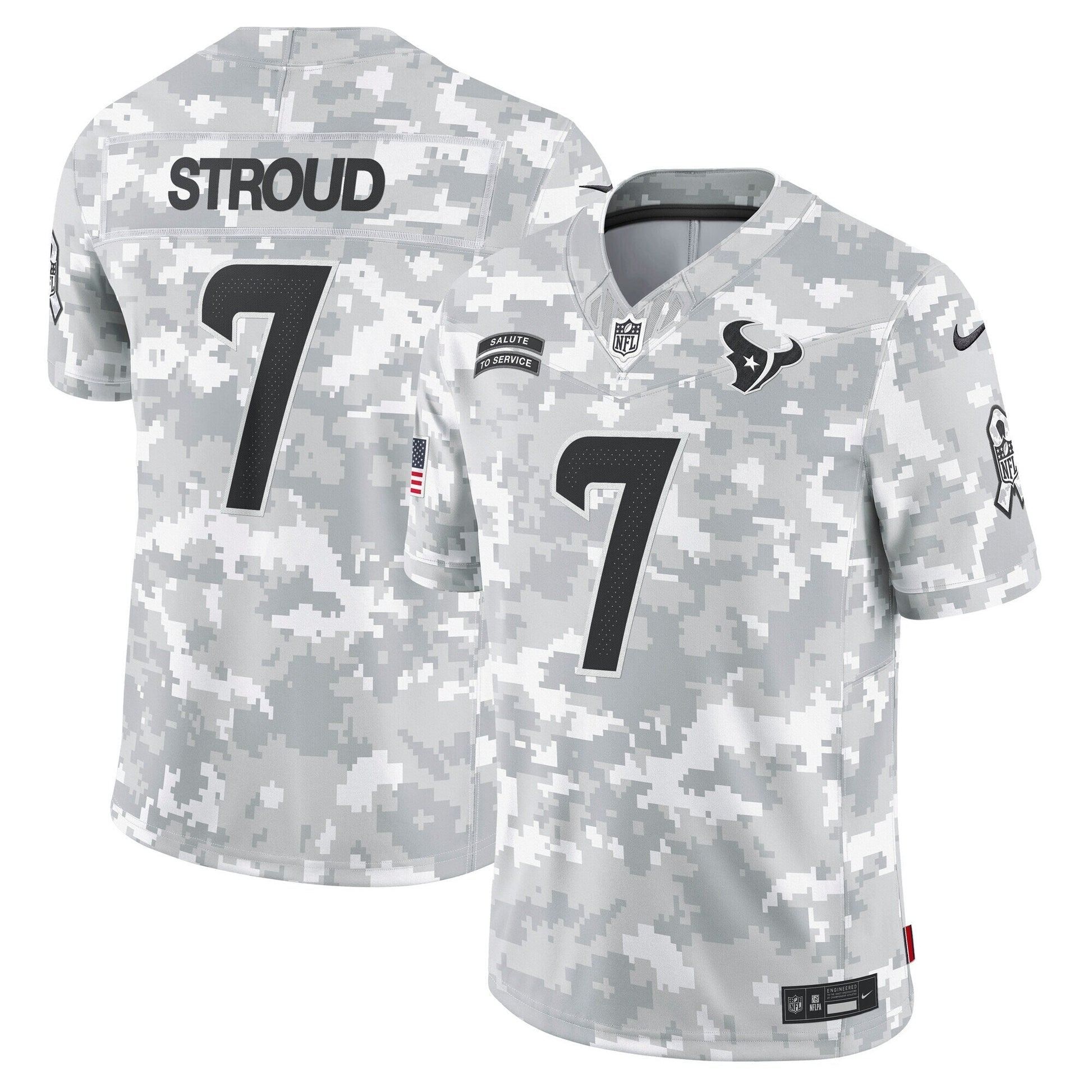 C.J. Stroud Houston Texans 2024 Salute to Service Limited Jersey - Arctic Camo football jersey product view 1
