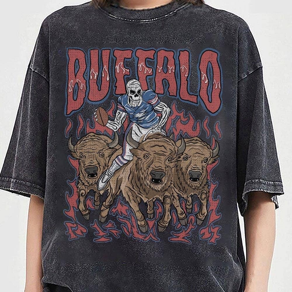 Vintage Buffalo Football Skull Shirt Unisex T-shirt, Sweatshirt, Hoodie, Long Sleeve Tee - T-Shirt, Sweatshirt, Hoodie