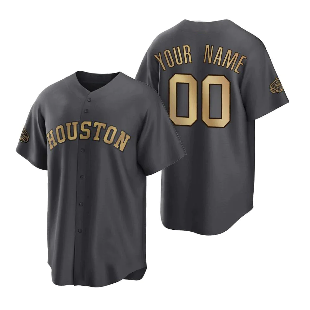 Men's Houston Astros Dark Gray Replica Custom Jersey baseball jersey product view 1