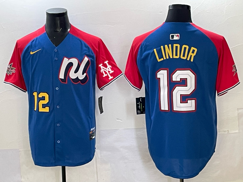 Men's National League Francisco Lindor Blue 2025 All-Star Edition Replica Player Jersey baseball jersey product view 1