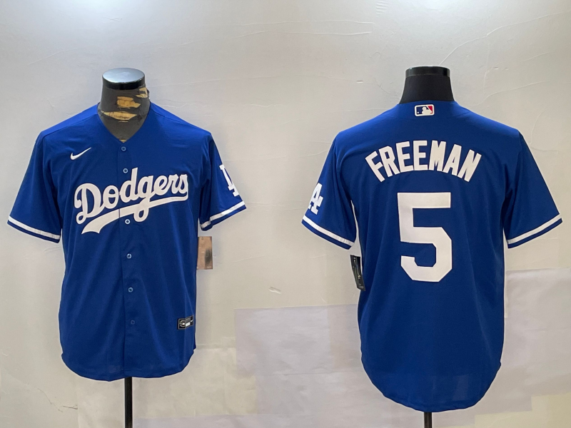 Men's Los Angeles Dodgers Freddie Freeman #5 Blue Replica Baseball Jersey1 baseball jersey product view 1