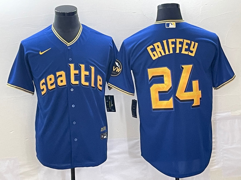 Men's Seattle Mariners Ken Griffey Jr. #24 Royal 2023 City Connect Replica Jersey baseball jersey product view 1