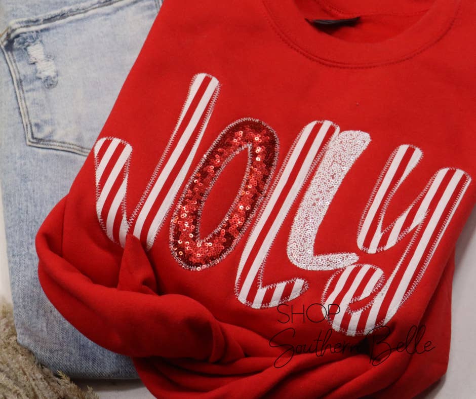 Red Jolly Merry (Christmas) Sweatshirt Unisex T-shirt, Sweatshirt, Hoodie, Long Sleeve Tee - T-Shirt, Sweatshirt, Hoodie