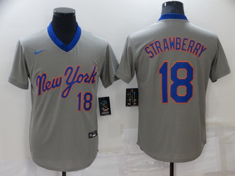 Men's New York Mets Darryl Strawberry Gray Replica Player Jersey baseball jersey product view 1