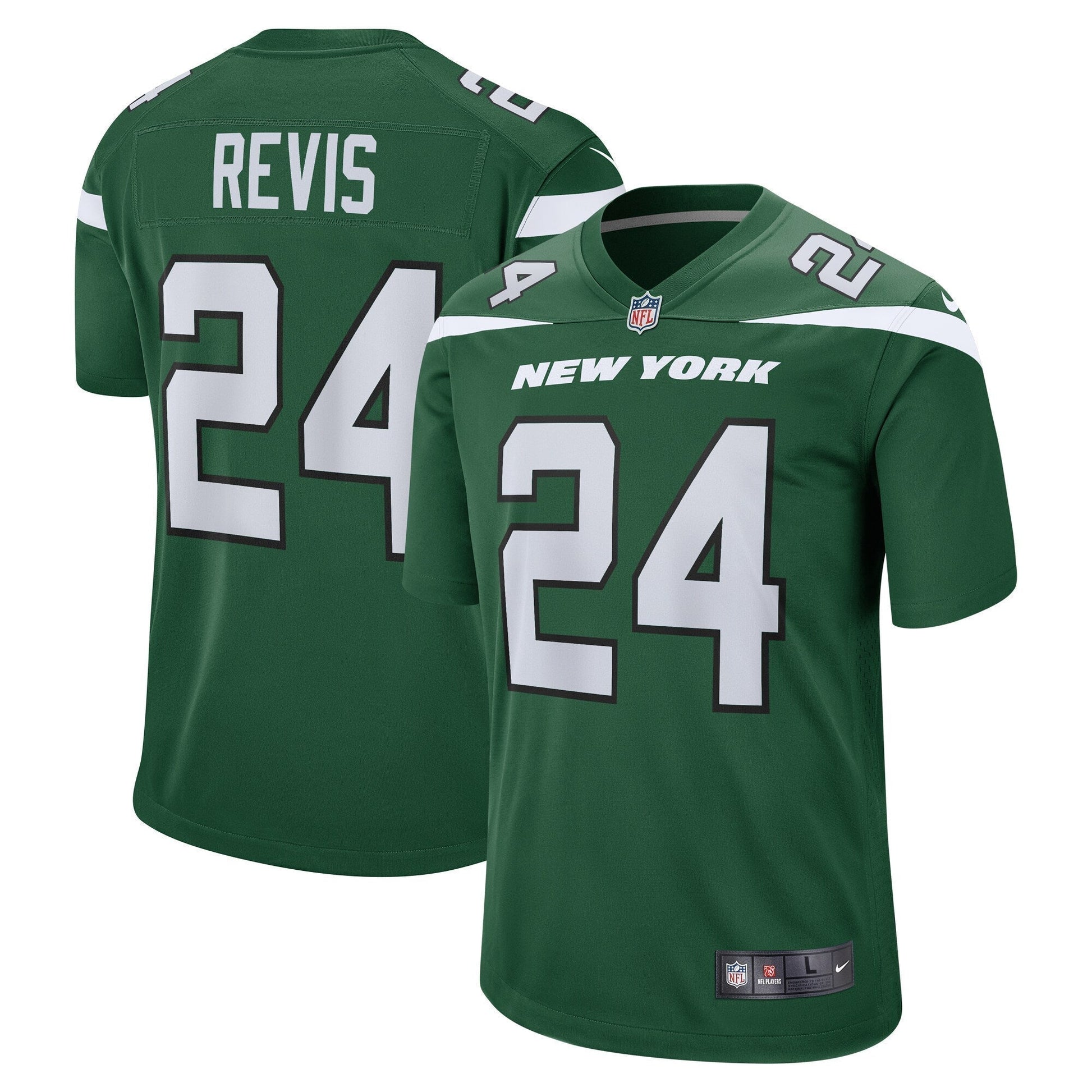 Darrelle Revis New York Jets Retired Game Jersey - Gotham Green football jersey product view 1