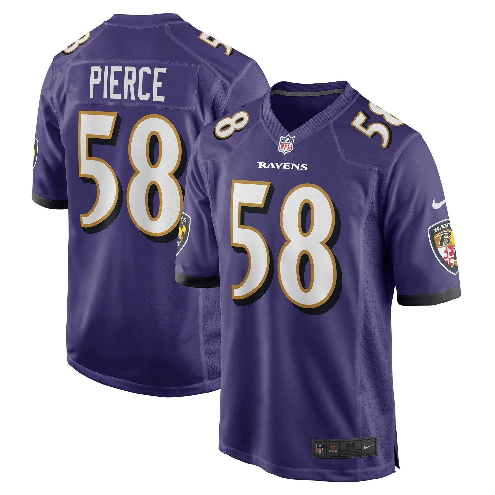 Michael Pierce Baltimore Ravens Game Jersey - Purple football jersey product view 1