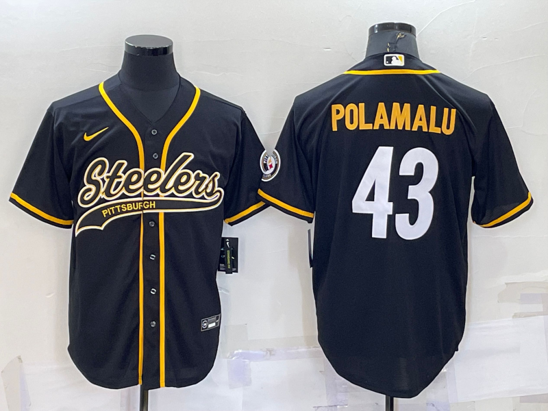 Men's Pittsburgh Steelers Troy Polamalu Black Player Jersey football jersey product view 1