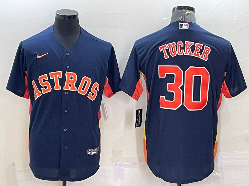 Men's Houston Astros Kyle Tucker Navy Alternate Replica Player Name Jersey baseball jersey product view 1