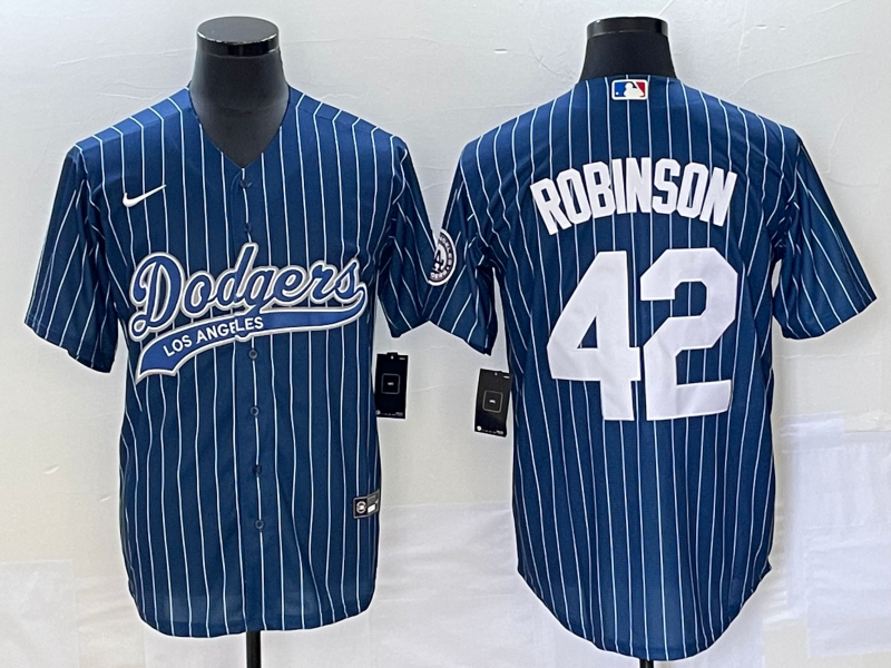 Men's Los Angeles Dodgers Jackie Robinson Blue Player Jersey Joint Edition baseball jersey product view 1