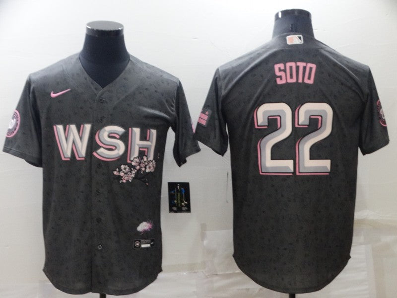 Men's Washington Nationals Juan Soto #22 Gray Replica Baseball Jersey baseball jersey product view 1