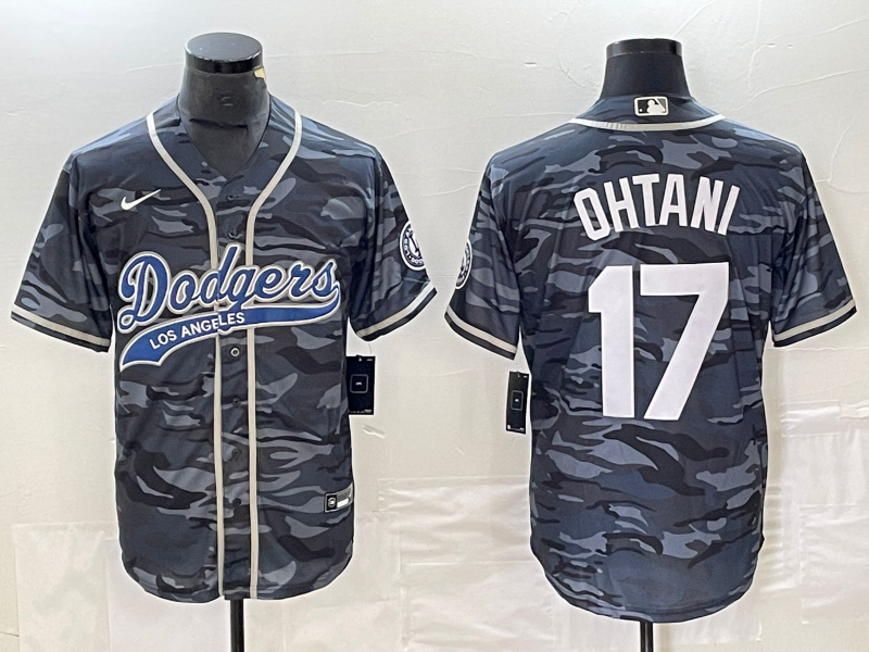 Men's Los Angeles Dodgers Shohei Ohtani #17 Grey Camouflage Player Jersey1 Joint Edition baseball jersey product view 1